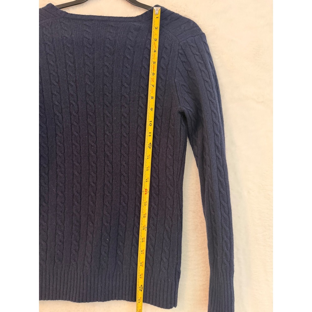 J.Crew Navy Blue Cable Knit Cardigan Merino Wool Angora Cashmere Blend M - Picture 6 of 8